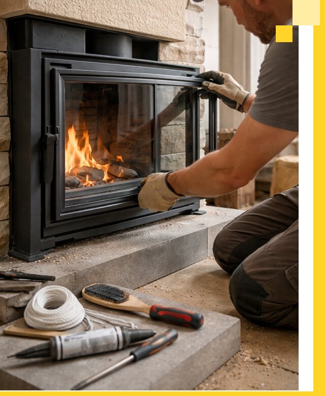 Производство, монтаж и доставка каминов со стеклом в Георгиевске