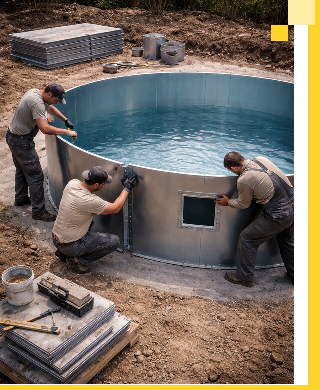 Круглые бассейны под ключ в Георгиевске проектирование и монтаж