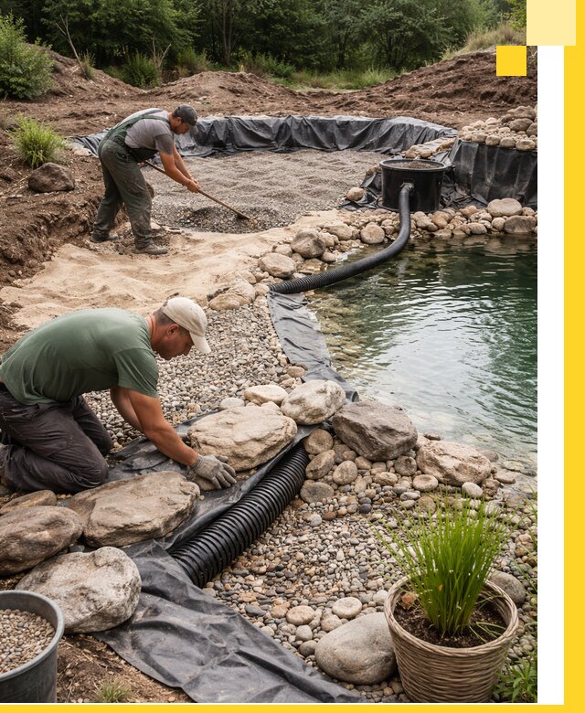 Строительство природных бассейнов и озер в Георгиевске под ключ