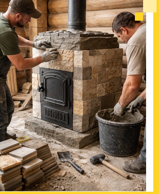 Облицовка банной печи под ключ в Георгиевске: камень и плитка