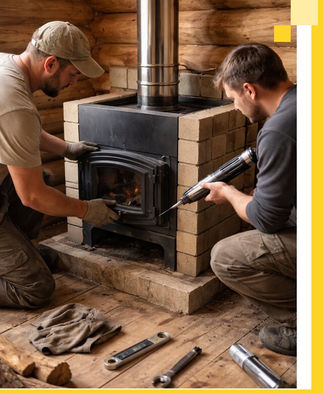 Монтаж и установка печи в бане под ключ с гарантией в Георгиевске