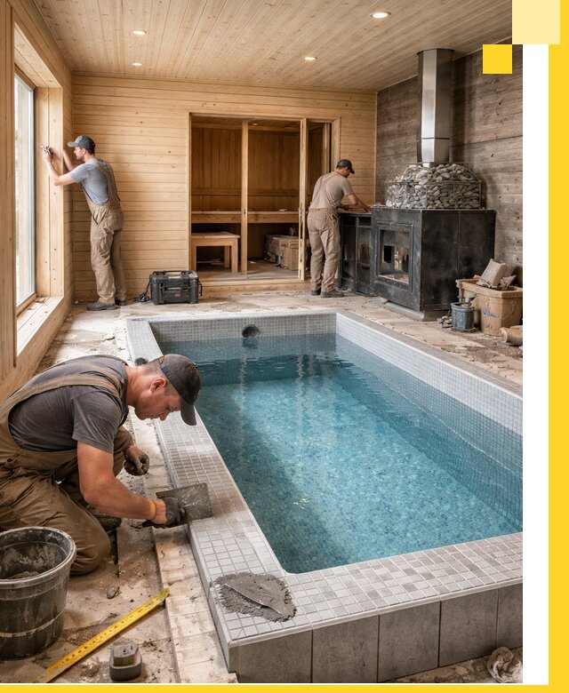 Проект бани с бассейном и сауной в Георгиевске под ключ