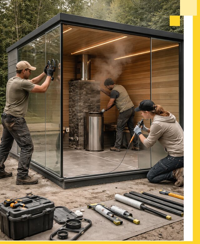 Проектирование и строительство стеклянных бань в Георгиевске