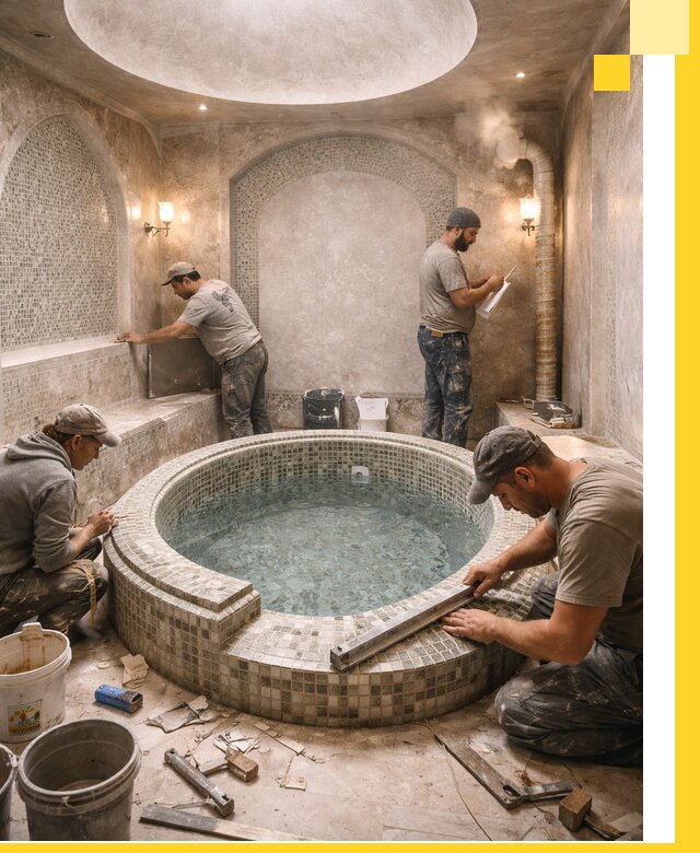 Профессиональное строительство хамама с бассейном в Георгиевске под ключ