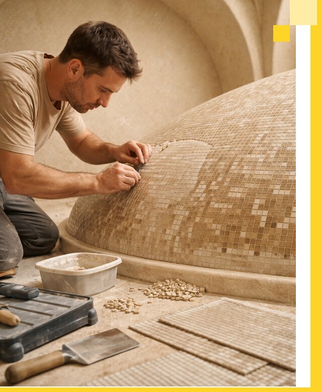 Профессиональная укладка мозаики для хамама под ключ в Георгиевске