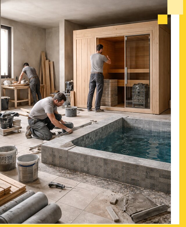 SPA зоны под ключ с бассейном сауной и печью в Георгиевске